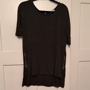 Dark Grey Women's Top with Zipper Accents